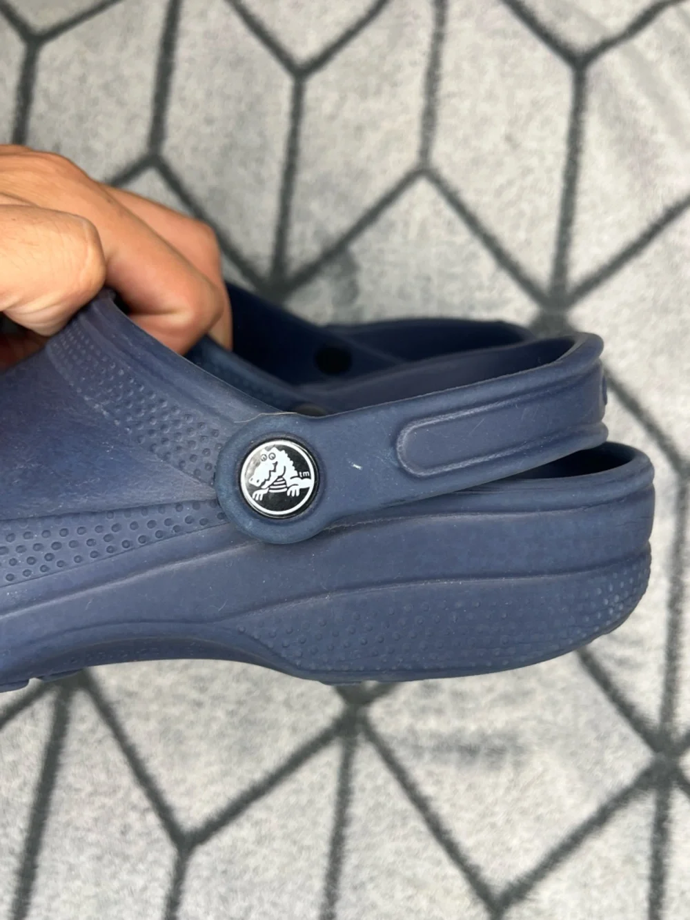 CROCS Classic Navy Clog Sandal Beach w Sport Heel Strap